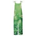 thumbnail image 5 of lcziwo 2025 Summer Jumpsuits for Women Cotton Linen One Piece Pants St. Patrick's Day Sleeveless Straps Overalls Novelty Irish Clover Graphic Print Rompers Green M, 5 of 6
