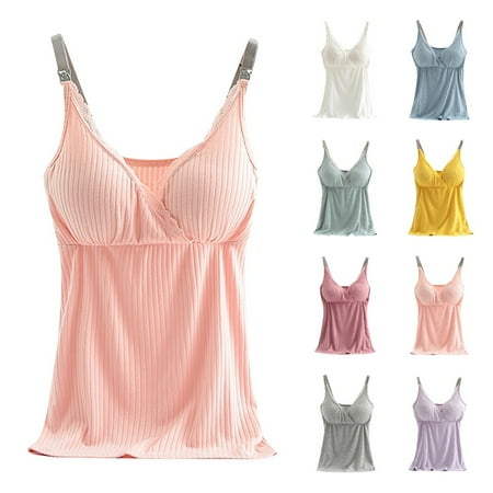 Avrntaa Nursing Cami Tank Tops for Breastfeeding Women - Nursing Tops Maternity Shirts with Built in Bra