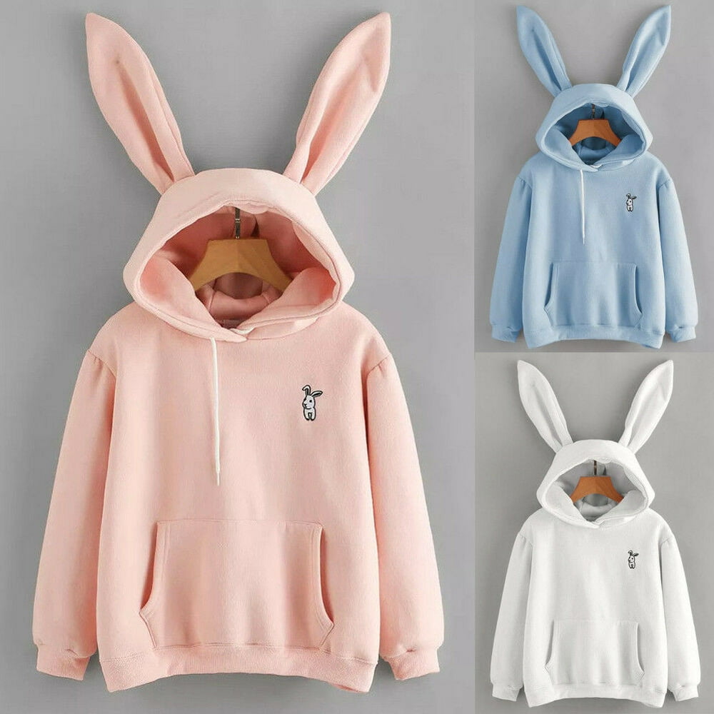 FOCUSNORM Women Long Sleeve Rabbit Ear Hoodies Sweatshirt Pullover Tops Blouse Coat Walmart
