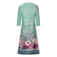 thumbnail image 5 of Qiopertar Robe d'Été pour Femmes à Manches Trois-Quarts Col en V Patchwork Décoratif à Cordon Double Poche Imprimée en Solde à Moins de 5$ en Liquidation Offres d'Accès Anticipé, 5 of 5