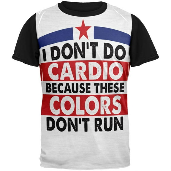 4th Of July I Don't Do Cardio Adult Black Back T-Shirt - Medium