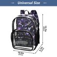 thumbnail image 4 of Large Clear PVC Backpack Heavy Duty See Through Backpack for Adults Work Travel, Dark Violet Garden Printed 12L, 4 of 8