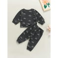 thumbnail image 4 of Babies Casual Two-piece Clothes Set Sun Printed Pattern Round Collar Pullover and Elastic Waist Pants, 4 of 8