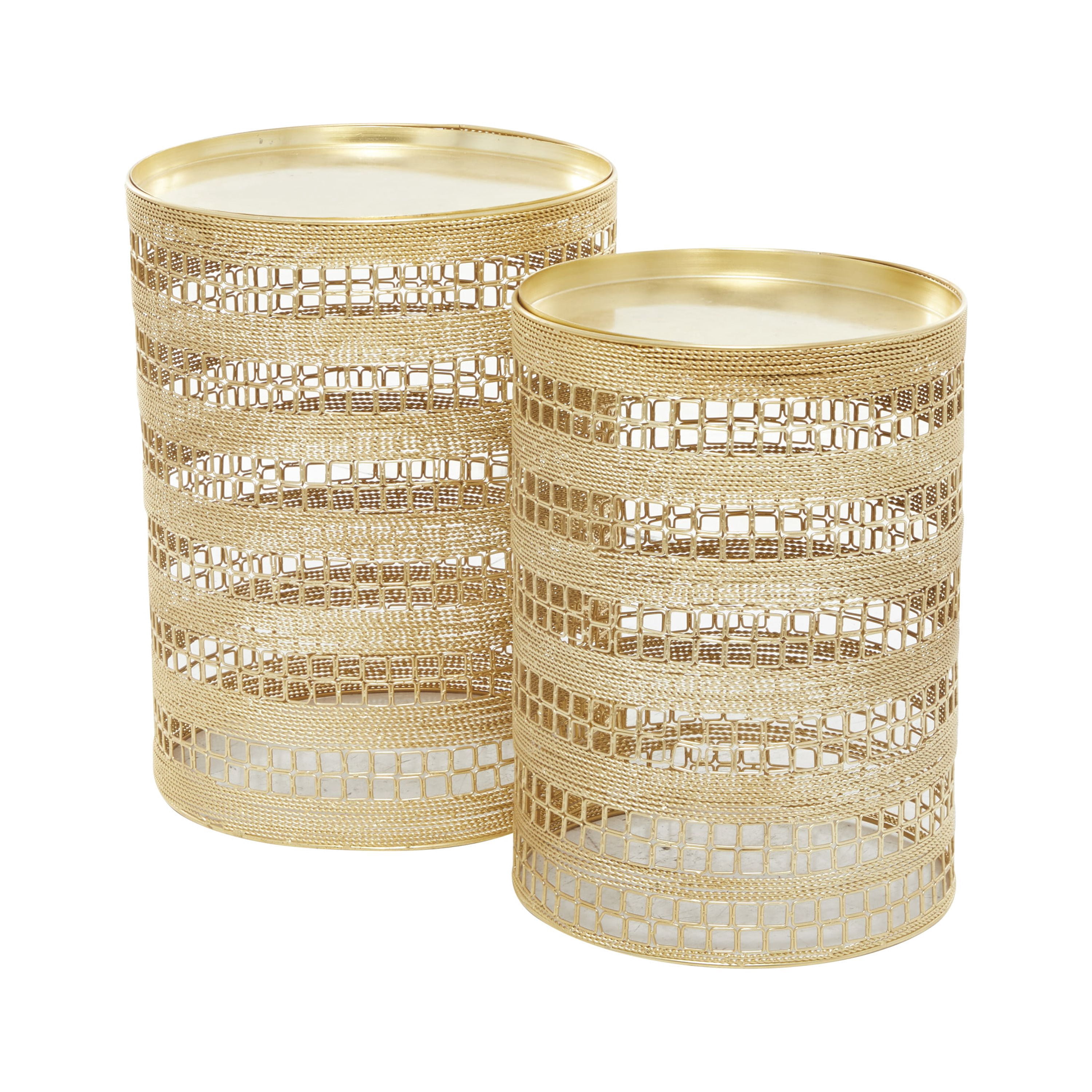 DecMode 14" x 18" Gold Metal Accent Table, 2-Pieces