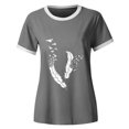 thumbnail image 4 of Pompotops Femmes Mode Décontractée Imprimé Col Rond Ample Manches Courtes T-shirt Haut Blouse Chandail Liquidation, 4 of 4