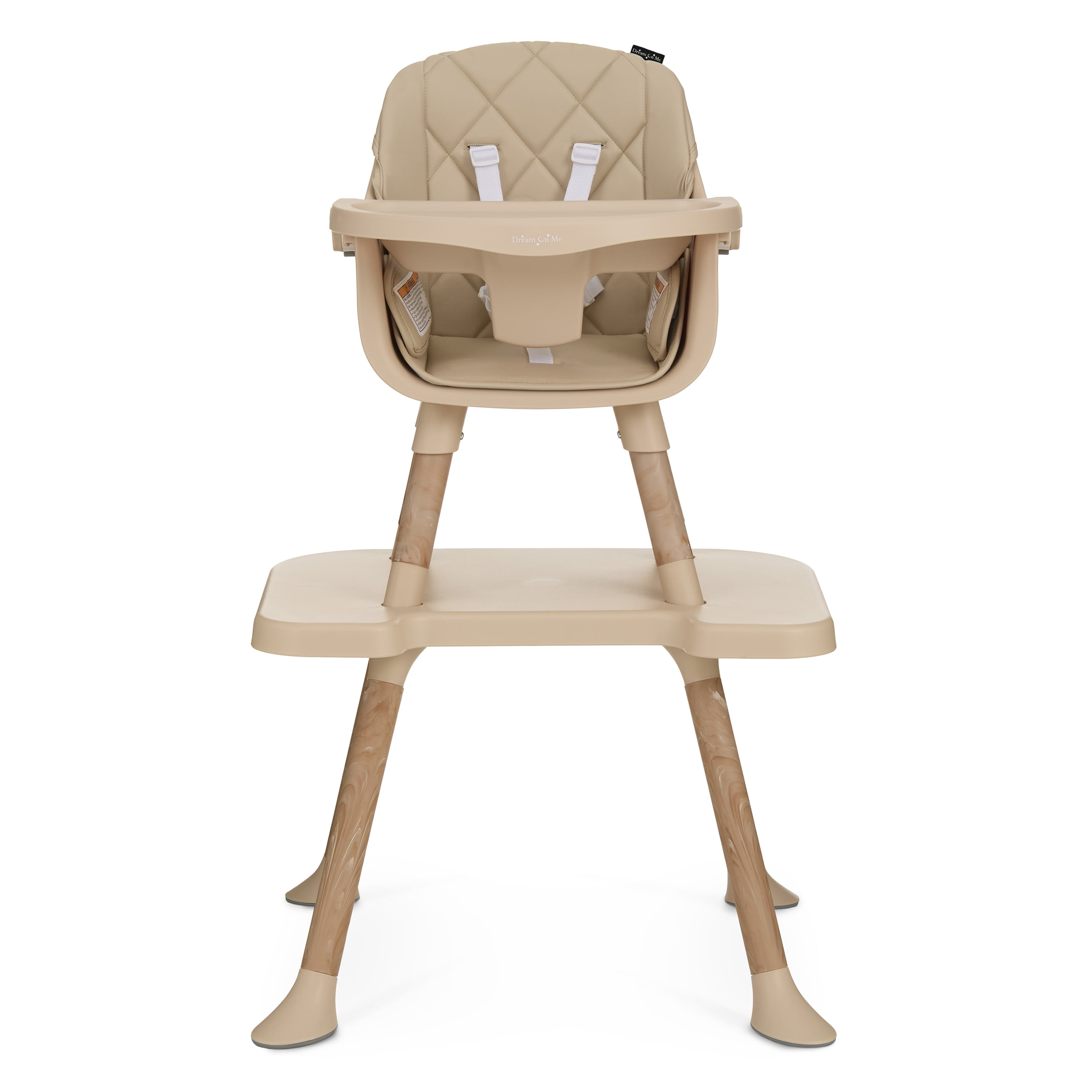 Dream On Me Luna 4-in-1 Convertible Baby High Chair in Beige, Transforms into Booster, Toddler Seat & Table Set, Adjustable and Removable Tray Portable High Chair