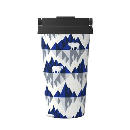 

Qekee Cartoon Iceberg Polar Bear Print Insulated Coffee Mug Coffee Tumbler Cup Thermos Mug Water Bottle with Handle & Flip