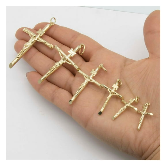 INRI Jesus Crucifix Cross Pendant Unisex Adult 10K Yellow Gold, All Sizes - Goldum NYC