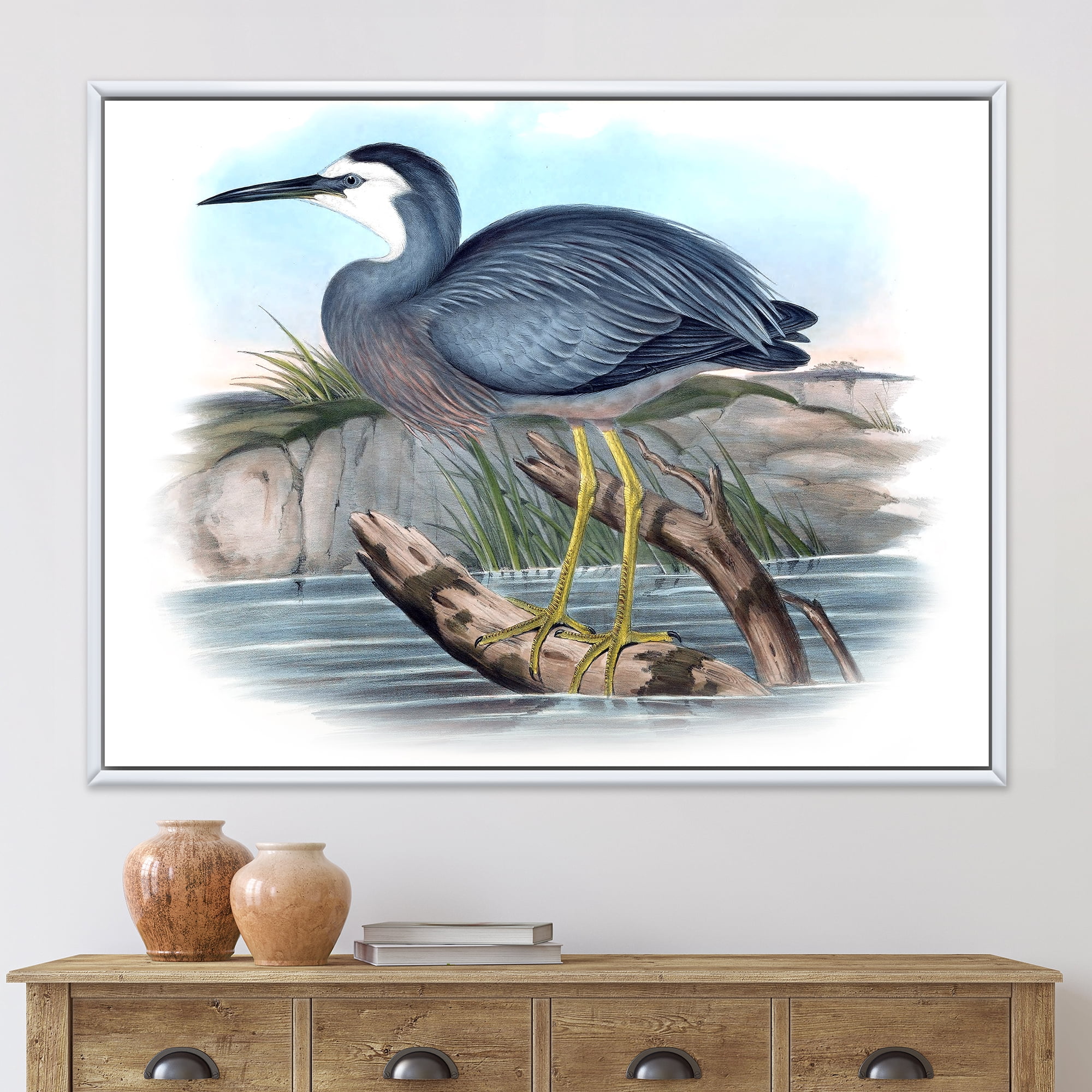 Designart 'Ancient Australian Birds II' Traditional Framed Canvas Wall Art Print