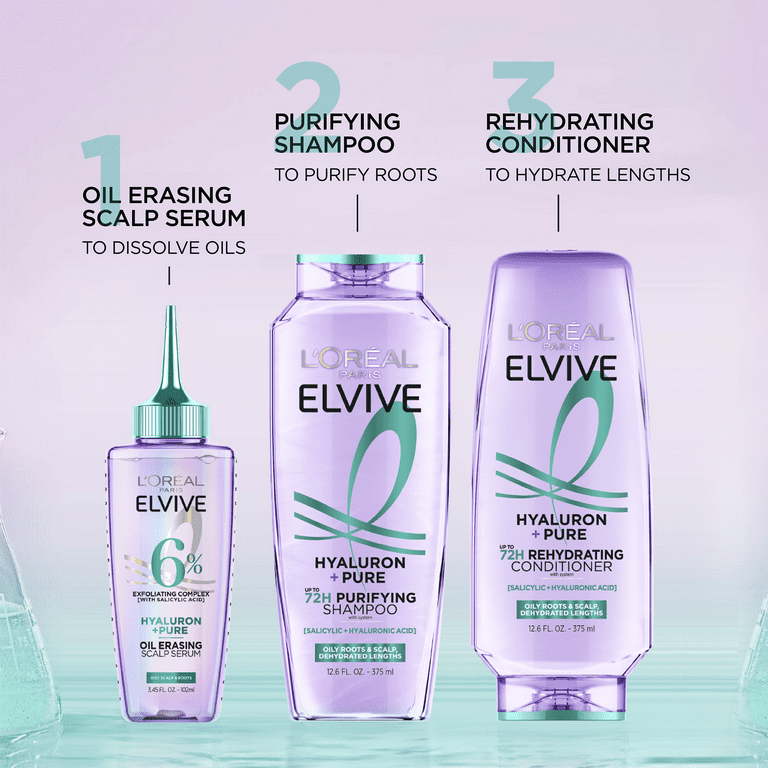 L'Oreal Paris Elvive Hyaluron Pure Shampoo, Conditioner, and Serum