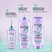LOreal Paris Elvive Hyaluron Pure Shampoo, Conditioner, and Serum Set for Oily Hair, 13.5 fl oz