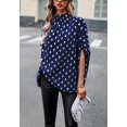 thumbnail image 5 of High Neck Spotted Print Dolman Sleeve Classic Blouse for Women Navy Small, 5 of 5