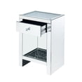 thumbnail image 4 of Benjara Mirrored Wooden Night Table with 1 Drawer and Bottom Shelf, Silver, 4 of 4