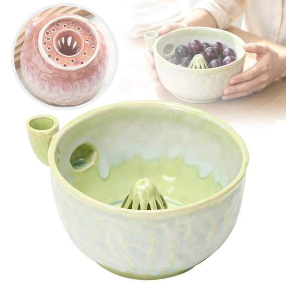 Rinsing Berry Washing Ceramic Bowl Ceramic Berry Basket With Holes Stoneware Rinse Bowl For Kitchen Counter