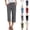#02 Gray, variant on Casual Womens Capri Pants Loose Straight Wide Leg 3/4 Length Summer Lounge Elastic Waist Trousers, Navy XL