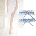thumbnail image 2 of GARENAS Blue Lace Garter Belt Set Bridal Wedding Garter Gift for Bride Something Blue Lace Garter Set Wedding Garter Belt Flower Floral Design Garter Set of 2 Blue(Sky Blue）, 2 of 5