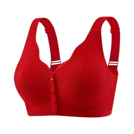 Xiaoxatg Women s Solid Color Lace Pattern Front Buckle Non Underwire Tank Top Bra Seamless Sports Bras
