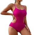thumbnail image 3 of Women’s Cutout Bodysuit Spaghetti Strap Shapewear Backless Slimming Bodysuit Solid Color Tummy Control Top Thong Cut Bodysuit Everyday Wear Shapewear Sexy Body Shaper Hot Pink XXXL, 3 of 8