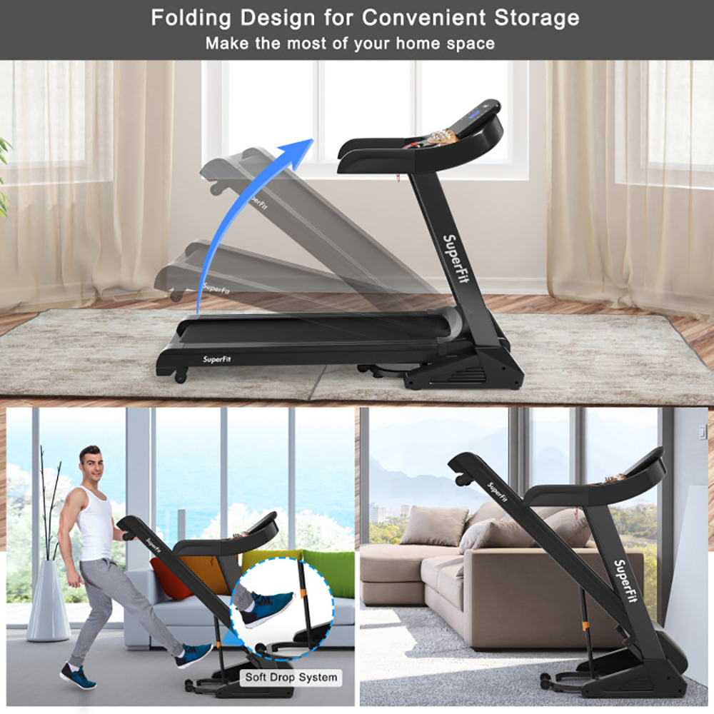 Topcobe 3.75HP Electric Folding Treadmill with Auto Incline 12 Program APP Control, Indoor Fitness Equipment, Modern Sports Equipment