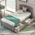 thumbnail image 2 of Wood Platform Bed Frame with Headboard and Storage Wooden Bed Frame Twin Size Captain Storage Bed, 2 of 7