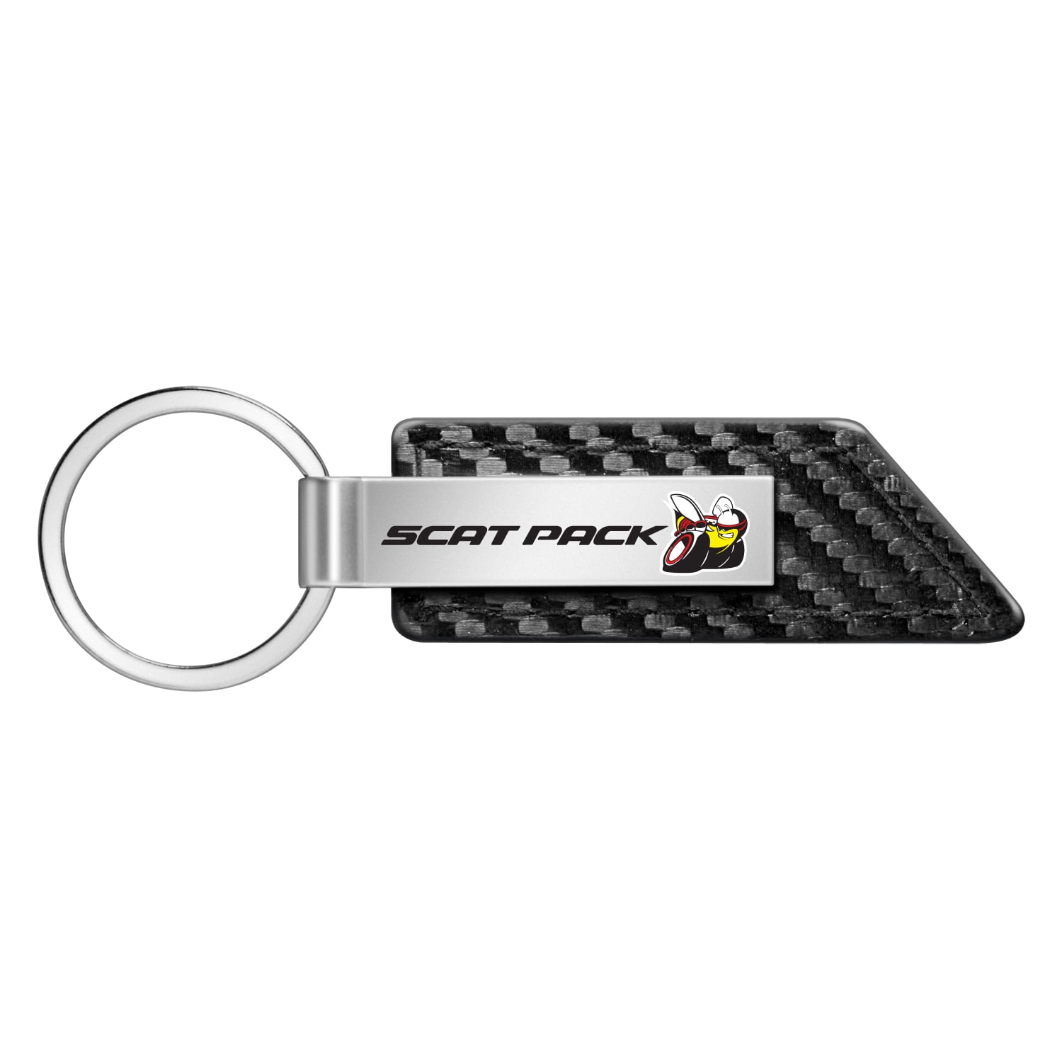 Dodge ScatPack Full Color Carbon Fiber Texture Black Leather Strap Key
