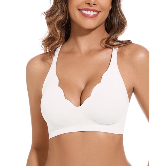 Wireless Bras for Women No Underwire Deep V Jelly Bra Comfortable Seamless Soft Bra