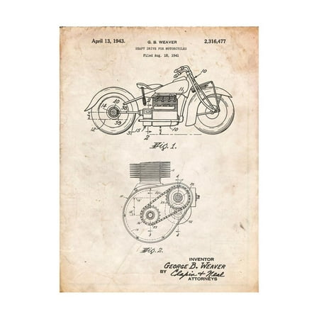 Indian Motorcycle Drive Shaft Patent Print Wall Art By Cole