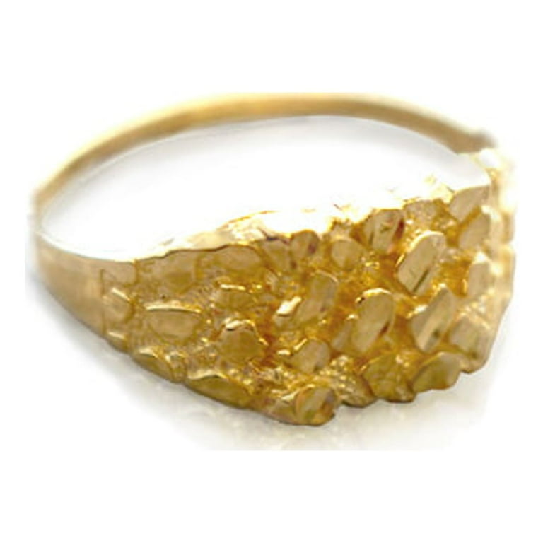 Gold Nugget Rings Wedding Engagement Gifts for Men Solid 10K Gold Ring 2.5 gm