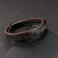 thumbnail image 2 of Titanium Steel Men's Leather Bracelet Double Layer, 2 of 2