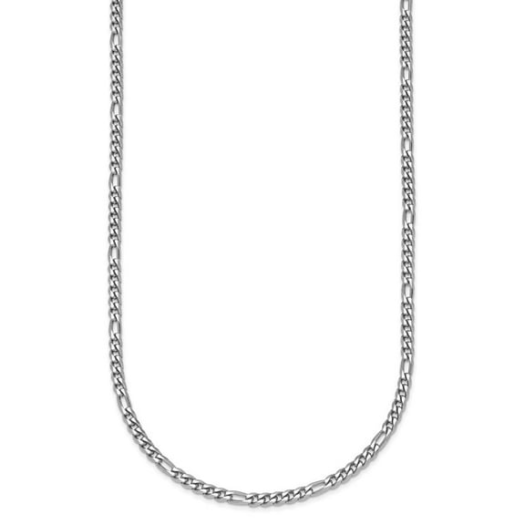 Auriga Fine Jewelry Platinum Polished 2.5 mm Solid Figaro Chain Necklace for Women 16"