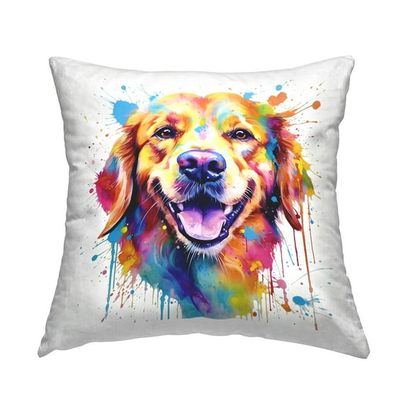Stupell Industries Golden Retriever Splash Decorative Printed Throw Pillow, 18 x 18