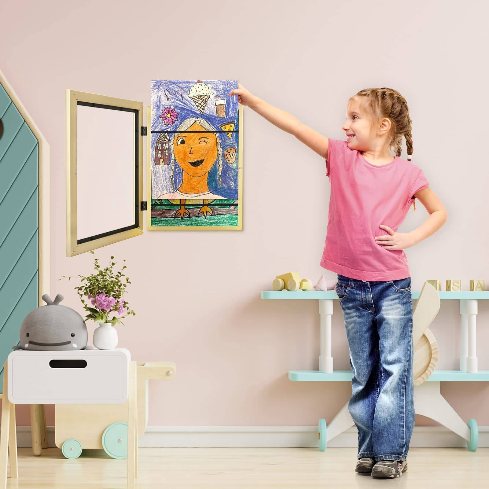 WSBArt Kids Art Frames, 8.5x11 Front Opening Kids Artwork Frames Changeable,Artwork Display Storage Frame for Wall,Holds 50 Pcs,for 3D Picture,A4 Art-Work,Crafts,Children Drawing,Hanging Art,Portfolio