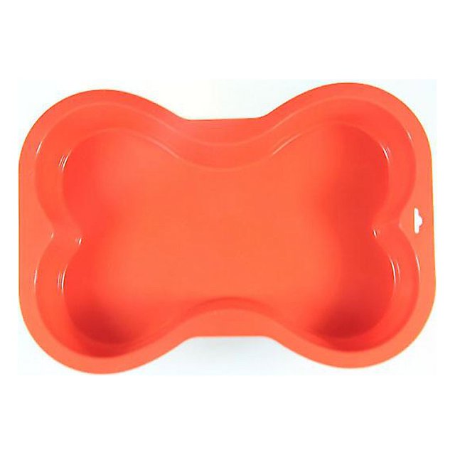 (naranja) Molde de silicona para patas y huesos de cachorro, edición de hueso grande, molde para pasteles con forma de hueso de perro de silicona