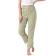 thumbnail image 1 of Pantalones de pijama de algodón a cuadros para mujer, con cintura elástica y bolsillo, pantalones de lounge largos, M, a cuadros amarillos, 1 of 6