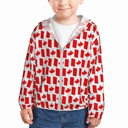 

Lukts Canada Print Children s Long-Sleeved Sun Protection Clothing Hooded Sweatshirts for Boys and Girls Outdoor Sports-4 Years