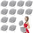 thumbnail image 1 of 12pcs Metallic Cheerleading Pom Poms With Almi Cozy Handle, Adorable Cheerleader, 1 of 5