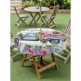thumbnail image 4 of Outdoor Tablecloth with Umbrella Hole for Patio/Picnic/Party/Camping, Spring Waterproof Table Cloth Round Cover Washable, Truck Botanical Floral Leaf Butterfly Wooden Grain (Dia 54"), 4 of 8