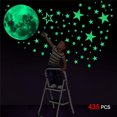 thumbnail image 3 of Pegatinas de pared fluorescentes adhesivas brillantes luna llena y estrellas decoración extraíble calcomanías de pared brillantes 435 Piezas Inevent HA001758-00, 3 of 6