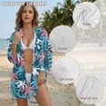 thumbnail image 6 of Xoenoiee Tropical Palm Tree Print Swimsuit Coverup for Women Button Down Shirt Loose Beach Cover Up Puff Long Sleeve Bathing Suit Casual Blouse Tops, XL, 6 of 7