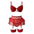 thumbnail image 3 of Aayomet Women Lingerie Sets I Lace Patchwork Fun Lingerie Set (Red, S), 3 of 5
