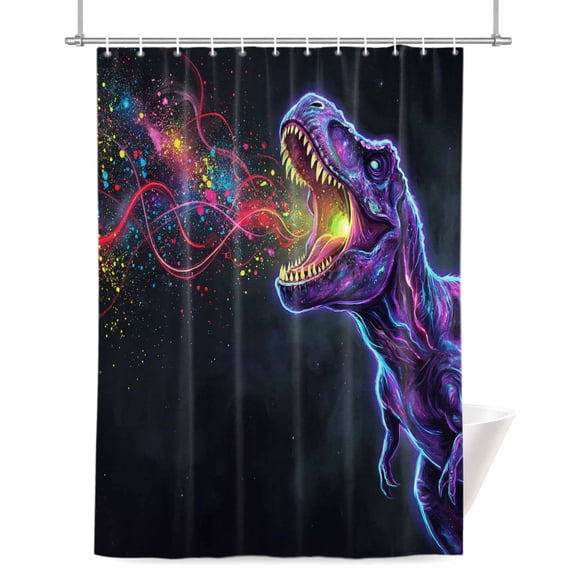 Purple Dinosaur Shower Curtain, Color Colored Light Modern Black Abstract Waterproof Shower Curtain Set with 12 Hooks Lightweight Bath Curtains Fabric Bathroom Decor 48x72 Inches