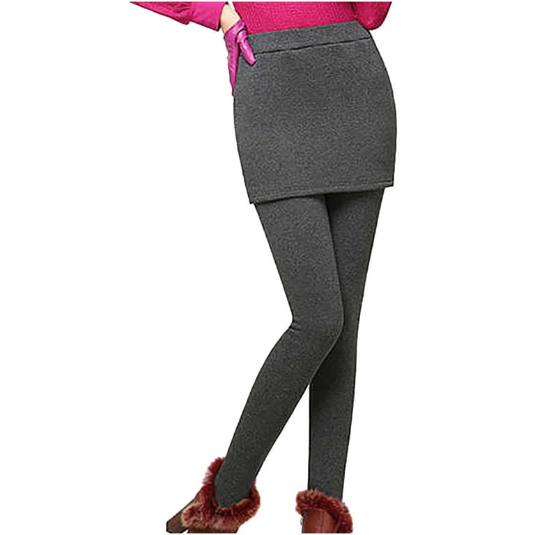 Pgeraug leggings for women Winter Tight Plus Thicken Skirt Stretch Slim  Leggings pants for women Gray 3XL 