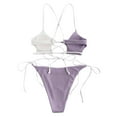 thumbnail image 2 of Aayomet Bathing Suit For Women Swimsuit Bikini High Set Women Up Piece Striped Push Hight Two Waist Cut Swimwears Tankinis Set,Purple L, 2 of 5