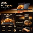thumbnail image 2 of SHBIV 14" Windows 11 Laptop, 8GB RAM 256GB SSD, Intel 6500Y with 2 Cores, FHD IPS, Type-C PD, 1080p Laptop for School & Home Office (Gray), 2 of 7
