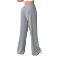 thumbnail image 5 of Flare Leggings for Women Drawstring High Waisted Flared Yoga Pants Soft Cotton Wide Leg Sweatpants Y2k Bell Bottoms Light Gray M, 5 of 6
