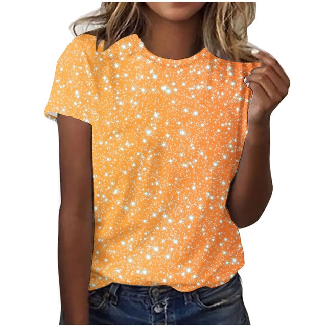 Liquidation d'Été Staron Hauts d'Été Mignons pour Femmes Blouses à Manches Courtes Col Rond Mode Printemps Été T-Shirts Graphiques
