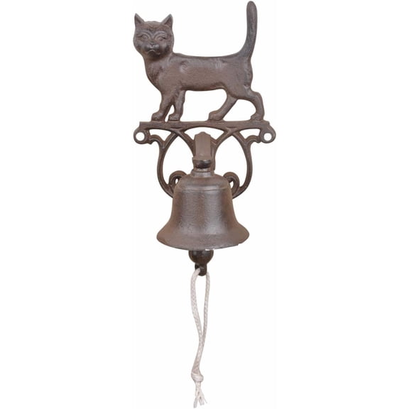 Esschert Design Rustic Cast Iron DB82 Doorbell Cat, 5.2"D x 5.2"W x 9.53"H, Brown