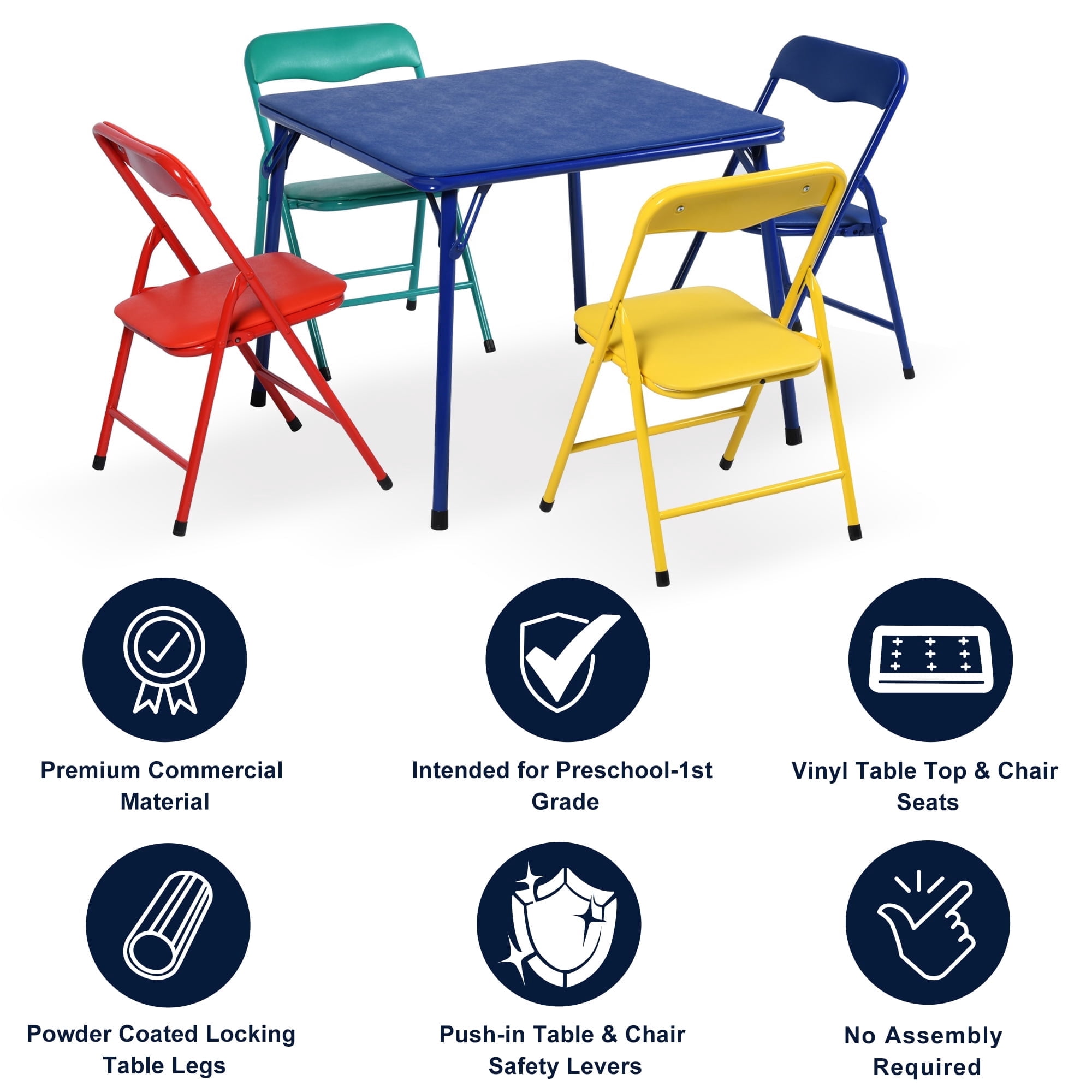 Homy Casa 5-Piece Kids Activity Table and Chair Set, Folding Preschool Playroom Furniture for Crafts, Snacks, Learning