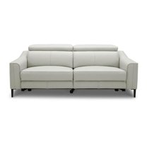 32 x 73.5 x 42 in. Gray Genuine Leather & Black Reclining Sofa