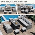 thumbnail image 4 of YODOLLA 7-Piece Patio Funiture Set, Outdoor Sectional Sofa Couch with Dining Table, Patio Conversation Set w/ Weatherproof Protection Cover in Gray Rattan& Light Gray Cushions, 4 of 9